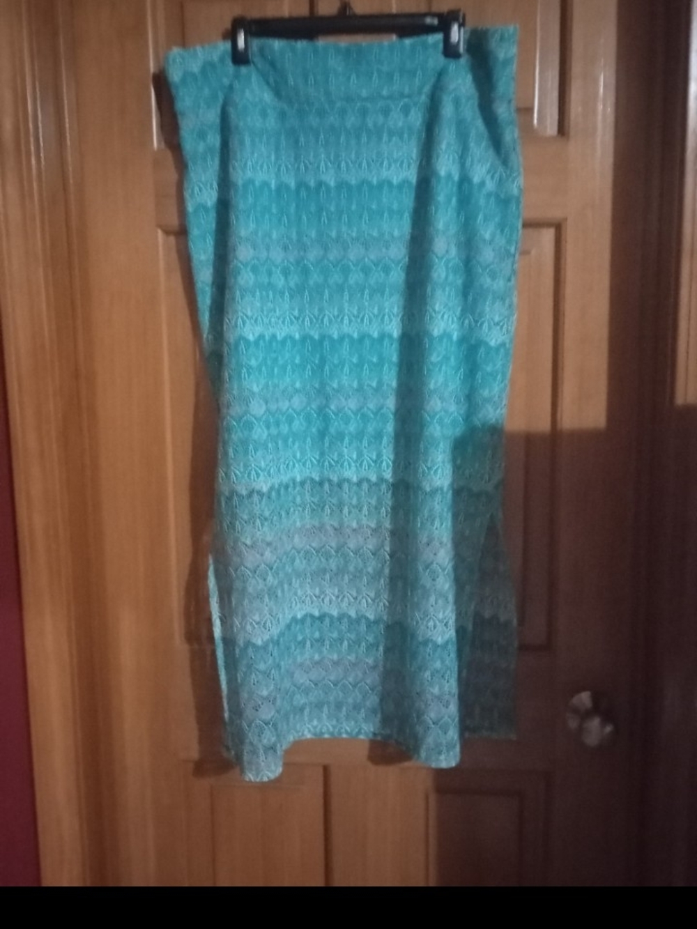 Cato Teal Patterned Maxi Skirt